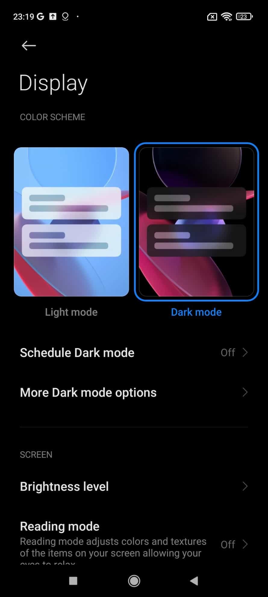 Redmi 10 Dark mode